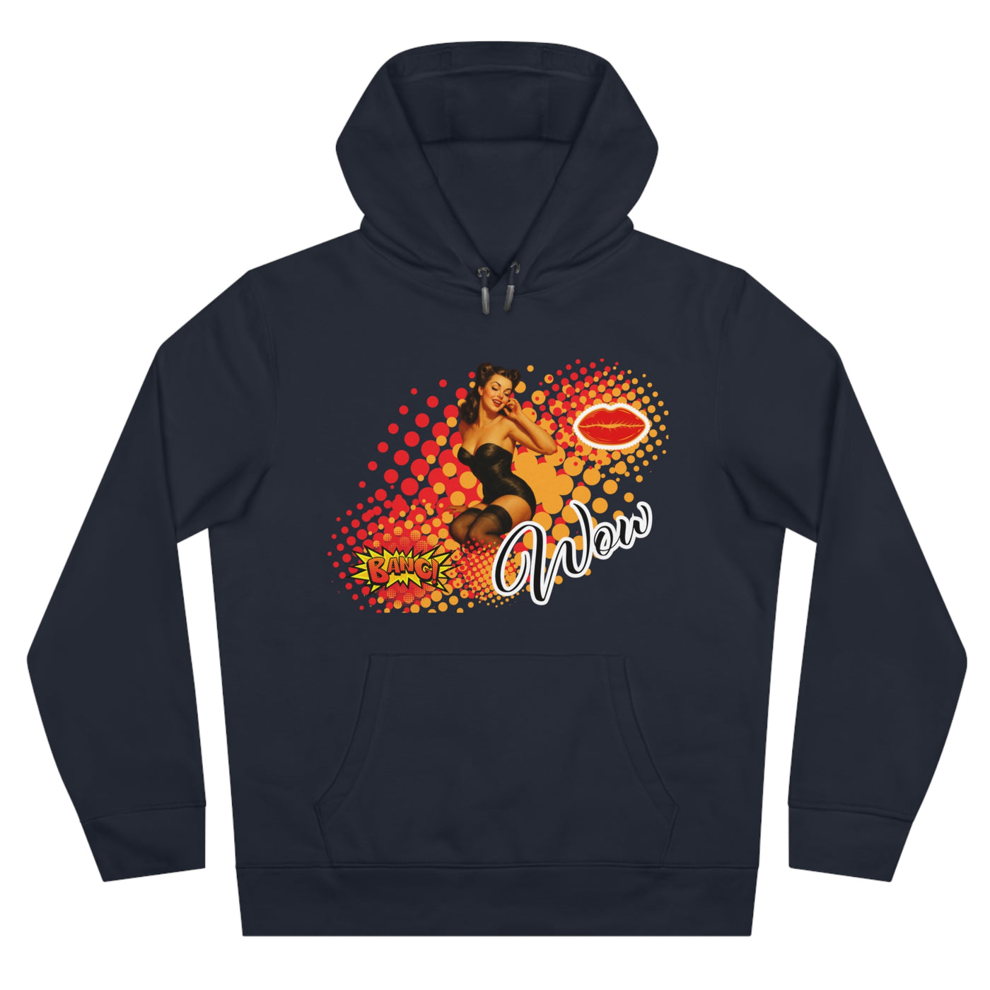 Retro Pin-Up Queen Hooded Sweatshirt - 'Wow' Graphic