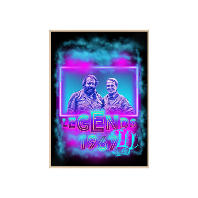 Retro Legends Poster with Wooden Frame - 1967 Nostalgia Art Bud Spencer &amp; Terence Hill