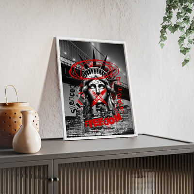 Freedom Poster with Wooden Frame - NYC Decor, Wall Art