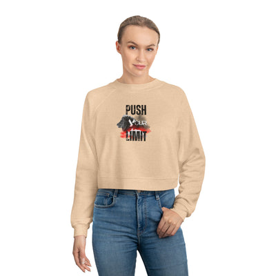 Motivational Women's Cropped Fleece Pullover - "Push Your Limit"