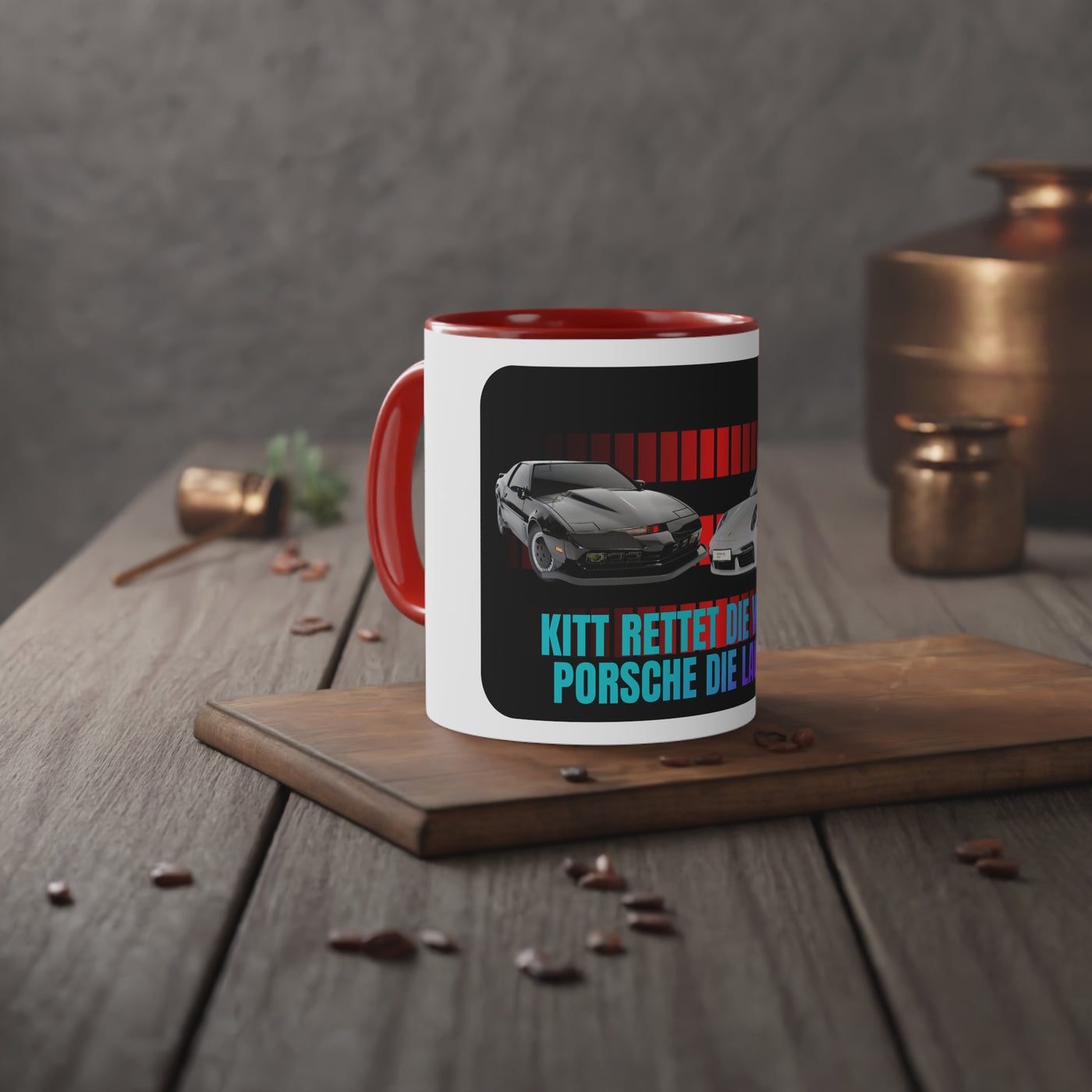 KITT and Porsche Die Laune Mug, KITT Mug, Porsche Mug, Tasse