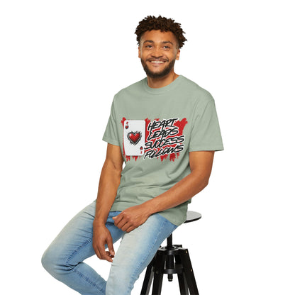 Heart Leads Success Unisex Heavy Cotton Tee | Graphic Tee | Casual Wear | Gift for Gamers | Inspirational Fashion | Streetwear