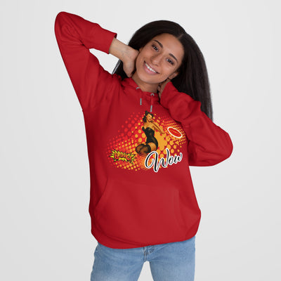 Retro Pin-Up Queen Hooded Sweatshirt - 'Wow' Graphic