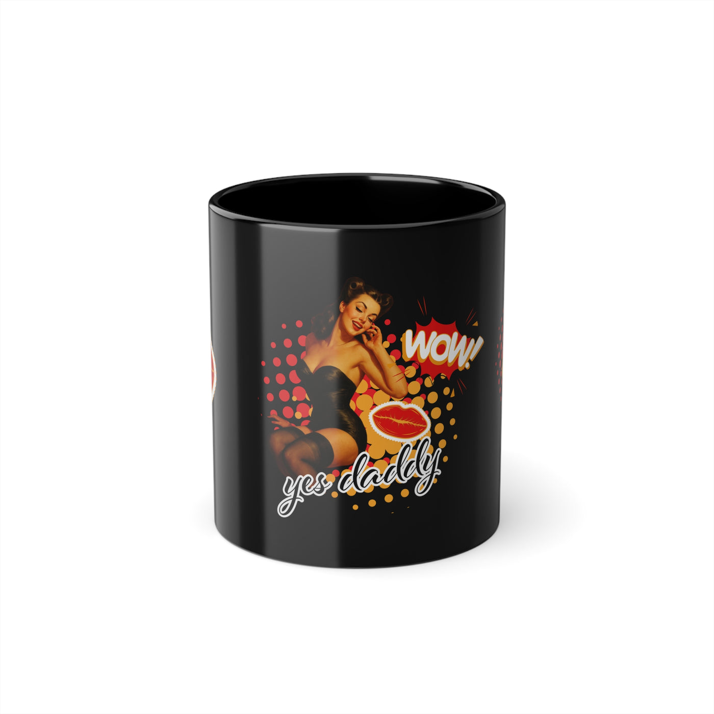 Vintage Inspired Black Coffee Mug - "Yes Daddy"  Cup