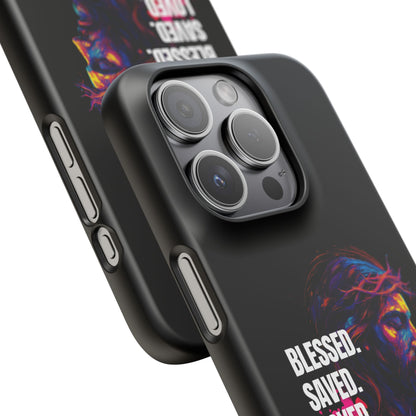 Blessed Saved Loved -  Snap Case Handyhülle - Jesus