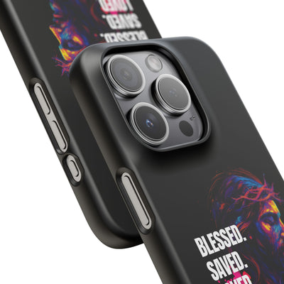 Blessed Saved loved - Snap Case - Jesus