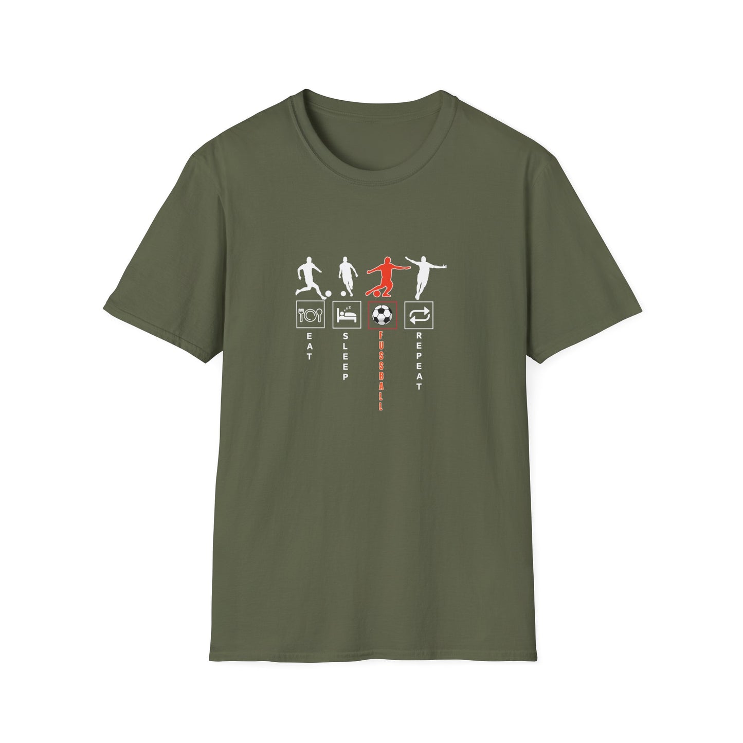 Fußball - Soccer Life Unisex T-Shirt - Eat, Sleep, Fußball, Repeat