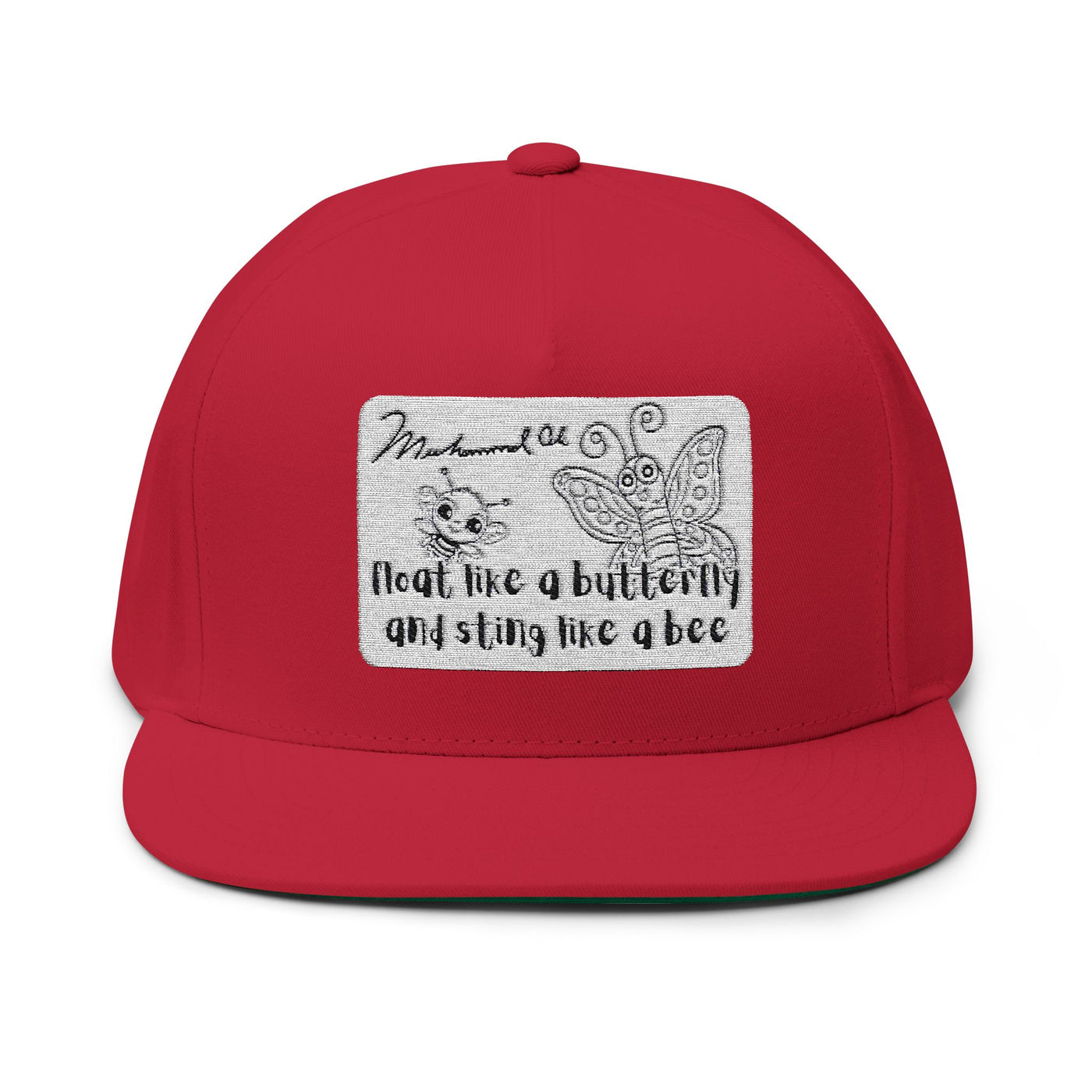 Butterfly and Bee Muhammad Ali Flat Bill Cap | Trendy Snapback Hat