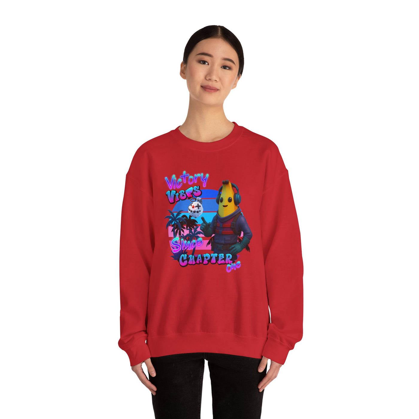 Victory Fortnite Vibes Banana Crewneck Sweatshirt - Unisex Heavy Blend