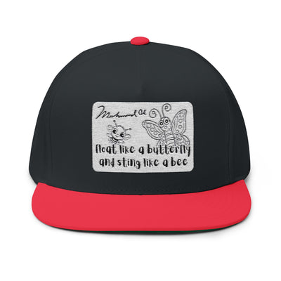 Butterfly and Bee Muhammad Ali Flat Bill Cap | Trendy Snapback Hat