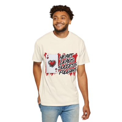 Heart Leads Success Unisex Heavy Cotton Tee | Graphic Tee | Casual Wear | Gift for Gamers | Inspirational Fashion | Streetwear