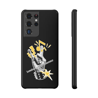 Handyhülle stylish Slim Snap Case for Music Lovers "louder than manowar" Rock Hand Design,