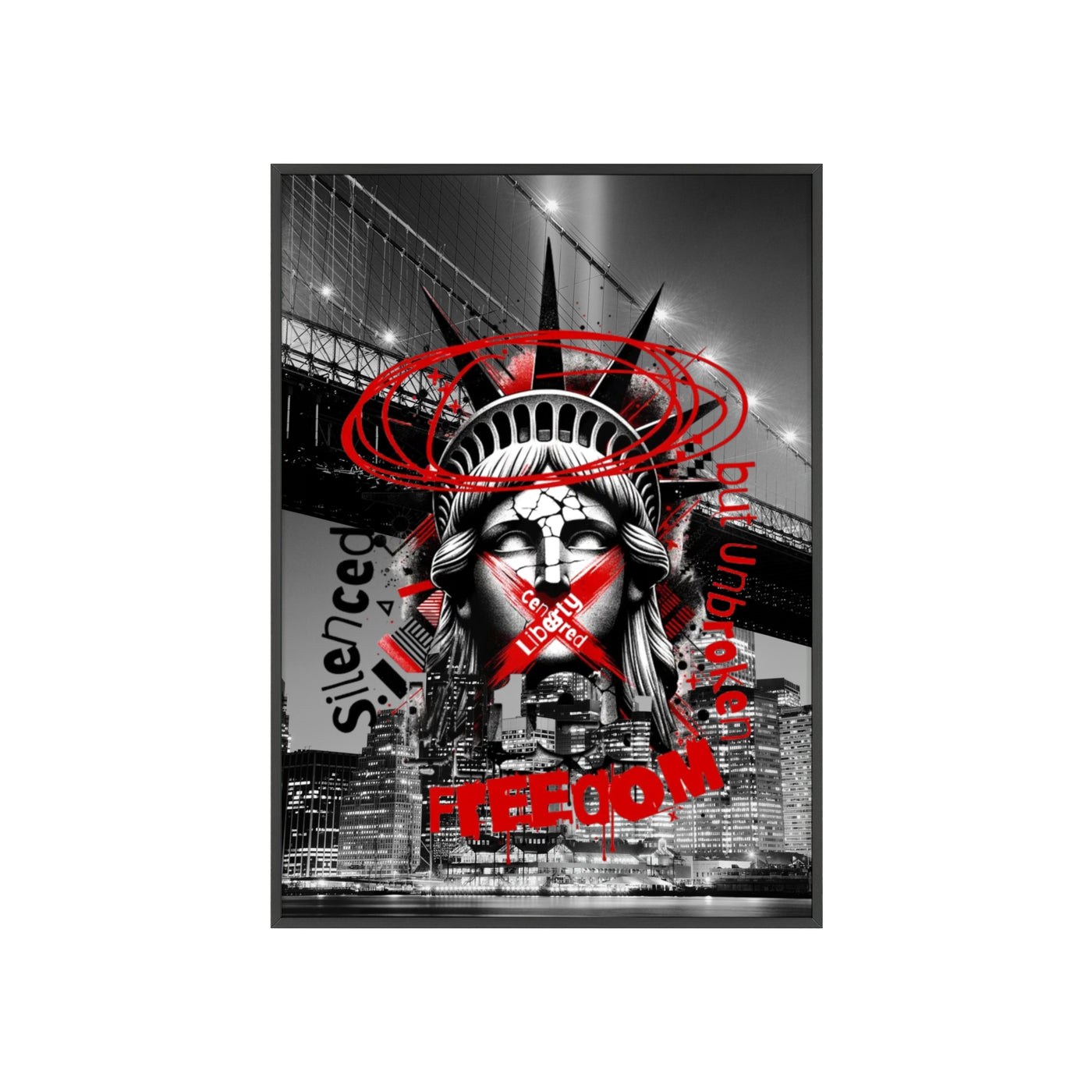 Freedom Poster with Wooden Frame - NYC Decor, Wall Art