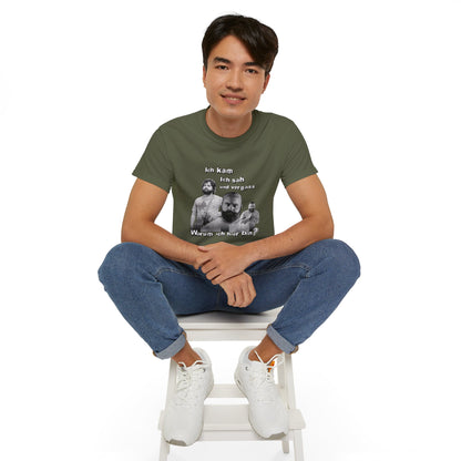 T ShirtUnisex Witz  Alan Garner– Ich kam ich sah und vergaß - Warum ich hier bin!