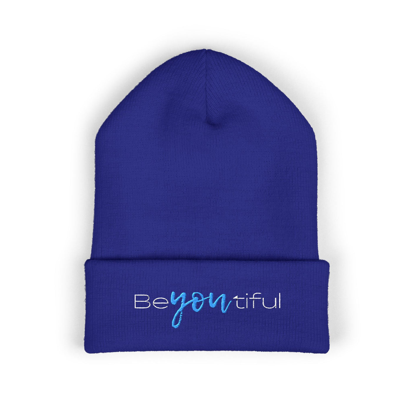 Vibrant "BeYoutiful" Cuffed Beanie - Stylish Embroidered Hat for Self-Expression