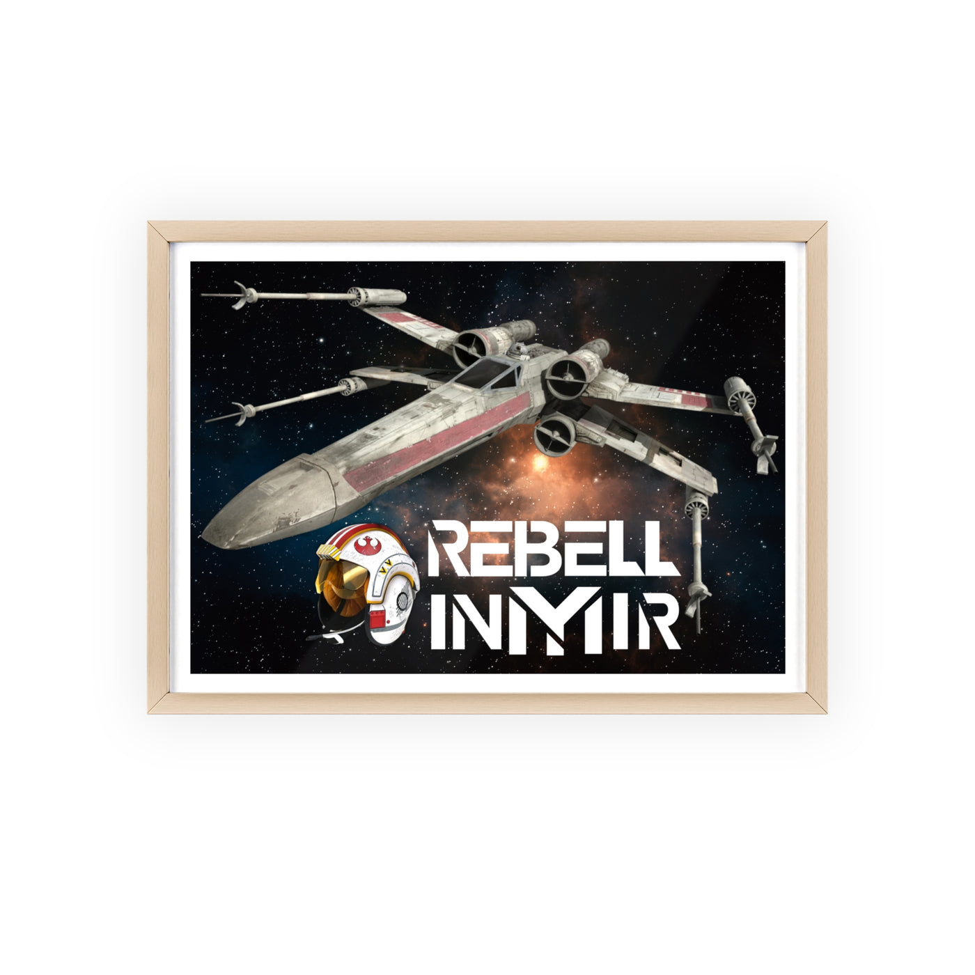 Star Wars X-Wing Fighter Poster with Wooden Frame - Rebel Inyir Decor