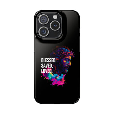 Blessed Saved loved - Snap Case - Jesus