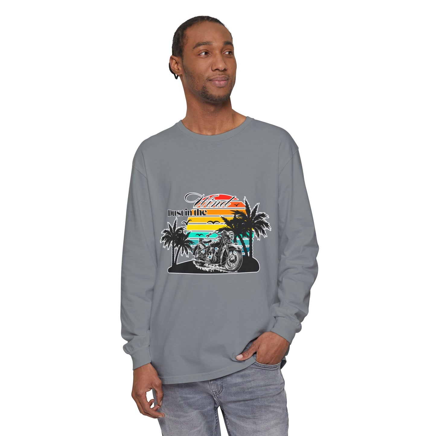 Dust in the Wind - Vintage Motorcycle & Sunset Design