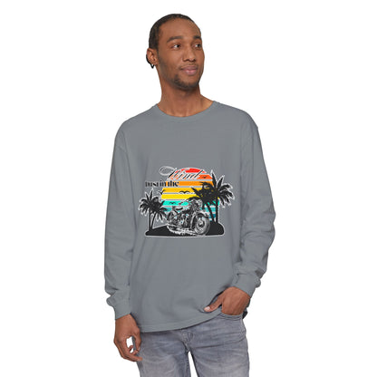 Dust in the Wind - Vintage Motorcycle & Sunset Design