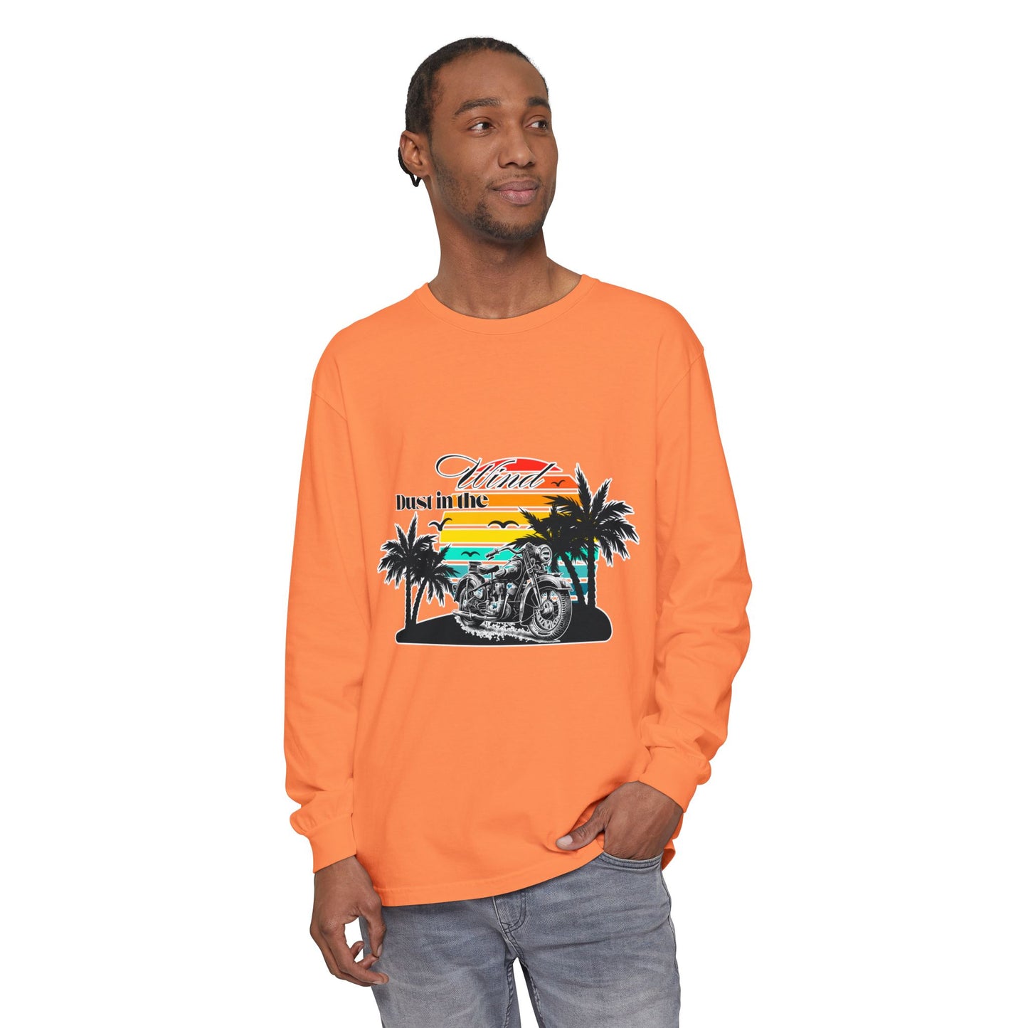 Dust in the Wind - Vintage Motorcycle & Sunset Design