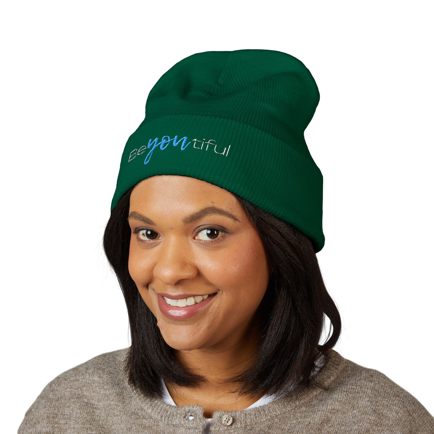 Vibrant "BeYoutiful" Cuffed Beanie - Stylish Embroidered Hat for Self-Expression