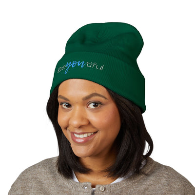 Vibrant "BeYoutiful" Cuffed Beanie - Stylish Embroidered Hat for Self-Expression
