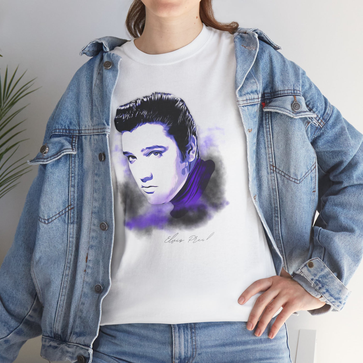 Elvis Portrait Unisex Heavy Cotton Tee - Retro Music Fan Gift