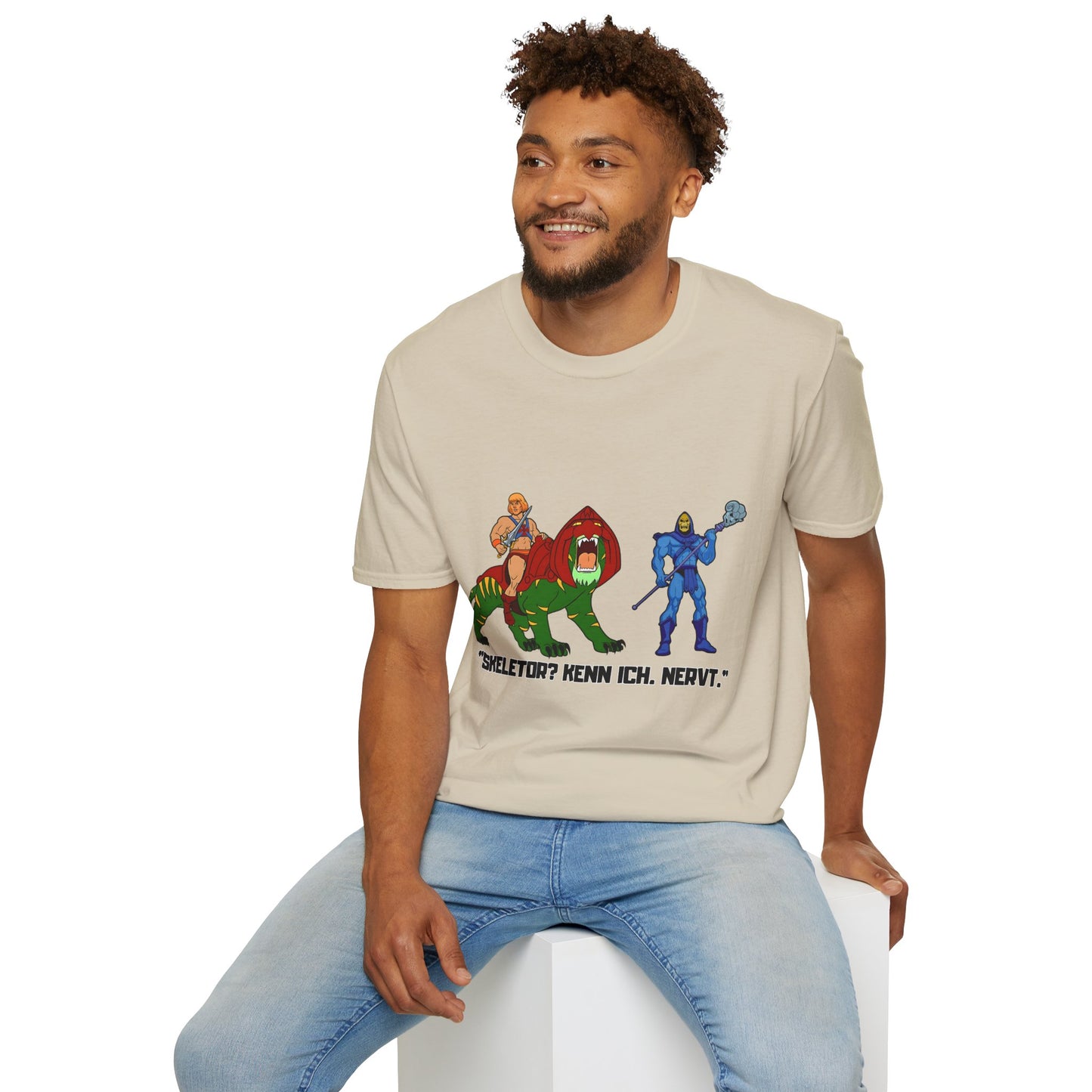 He-Man Retro Graphic Tee, Unisex Softstyle Shirt for Fans, Vintage Cartoon Apparel, Gift for Geeks, Nostalgic T-Shirt