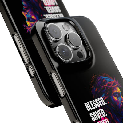 Blessed Saved loved - Snap Case - Jesus