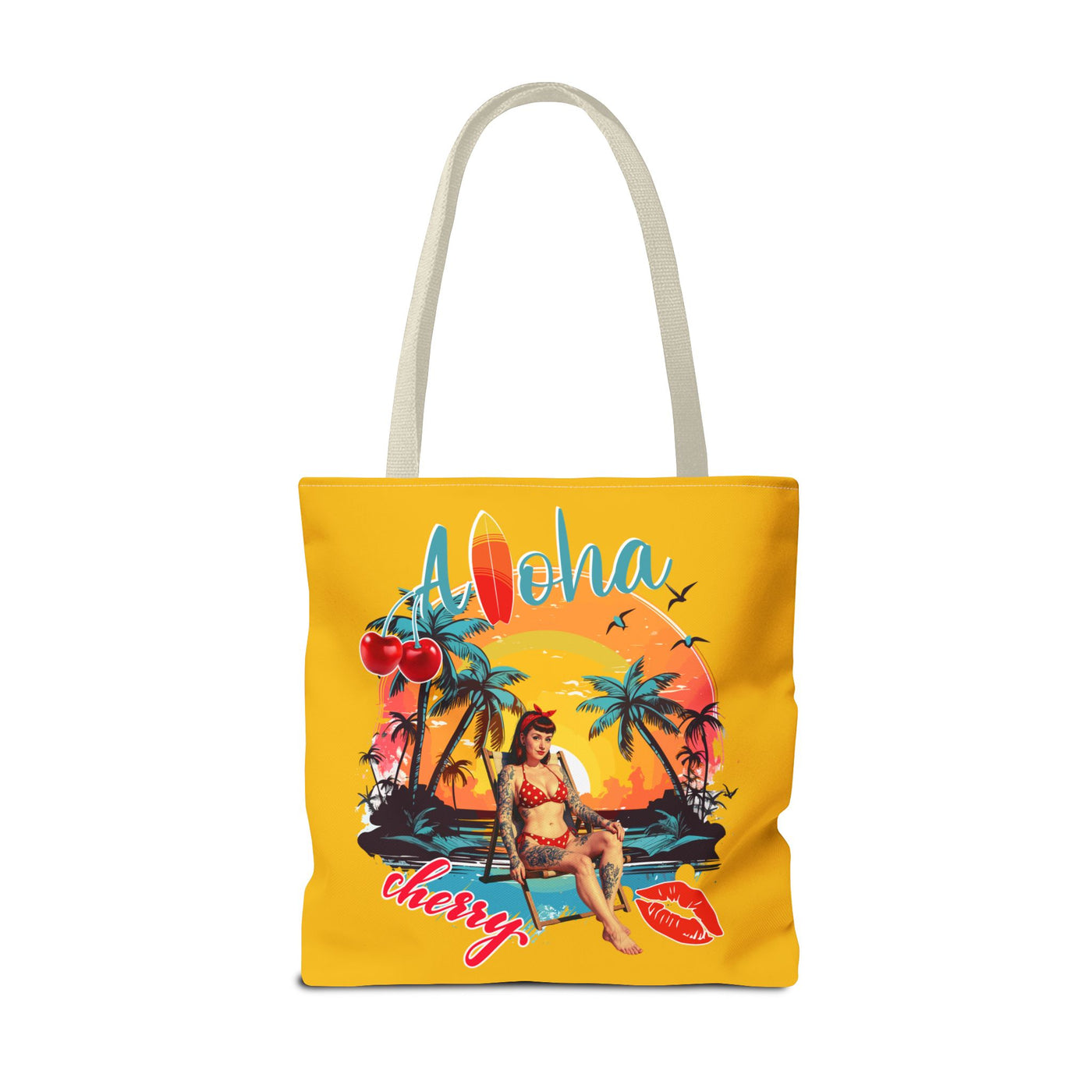 Aloha Cherry Tropical Tote Bag | Beach Accessories, Summer Bag, Travel Tote, Hanging Bag, Beach Bag