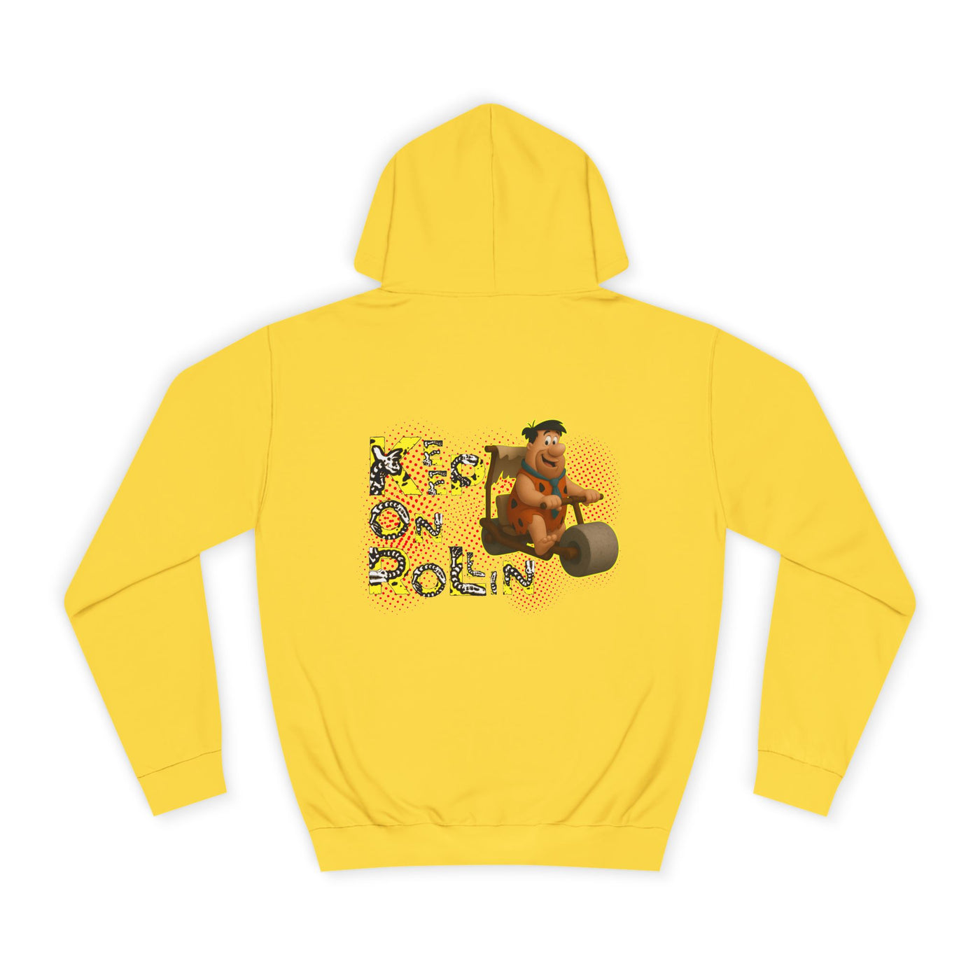 'Keep On Rollin' Design Unisex College Hoodie Flintstones Feuerstein