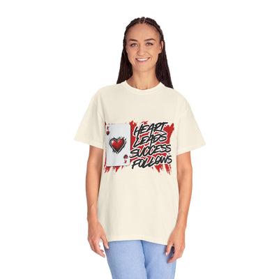 Heart Leads Success Unisex Heavy Cotton Tee | Graphic Tee | Casual Wear | Gift for Gamers | Inspirational Fashion | Streetwear