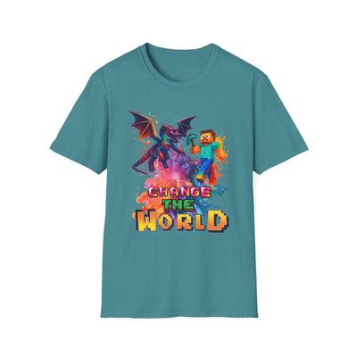 Minecraft Change the World Video Game T-Shirt - Unisex Softstyle Tee for Gamers