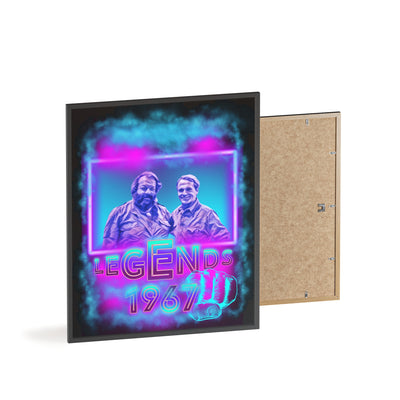 Retro Legends Poster with Wooden Frame - 1967 Nostalgia Art Bud Spencer &amp; Terence Hill
