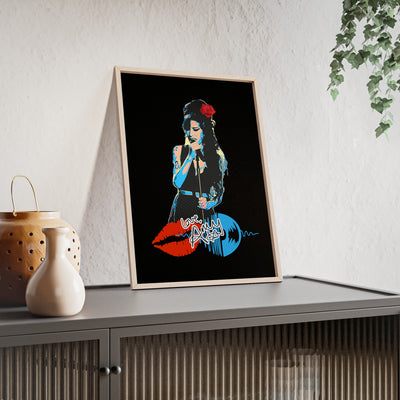 Love Amy Winehouse Poster with Wooden Frame - Vibrant Wall Art for Music Lovers