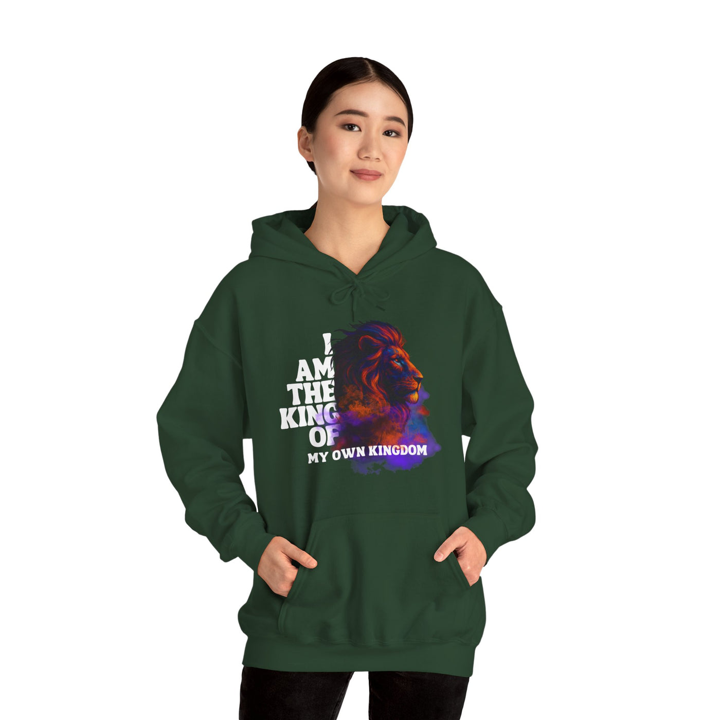 Inspirational Lion Hoodie "i am the king of my kingdom"