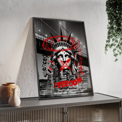 Freedom Poster with Wooden Frame - NYC Decor, Wall Art