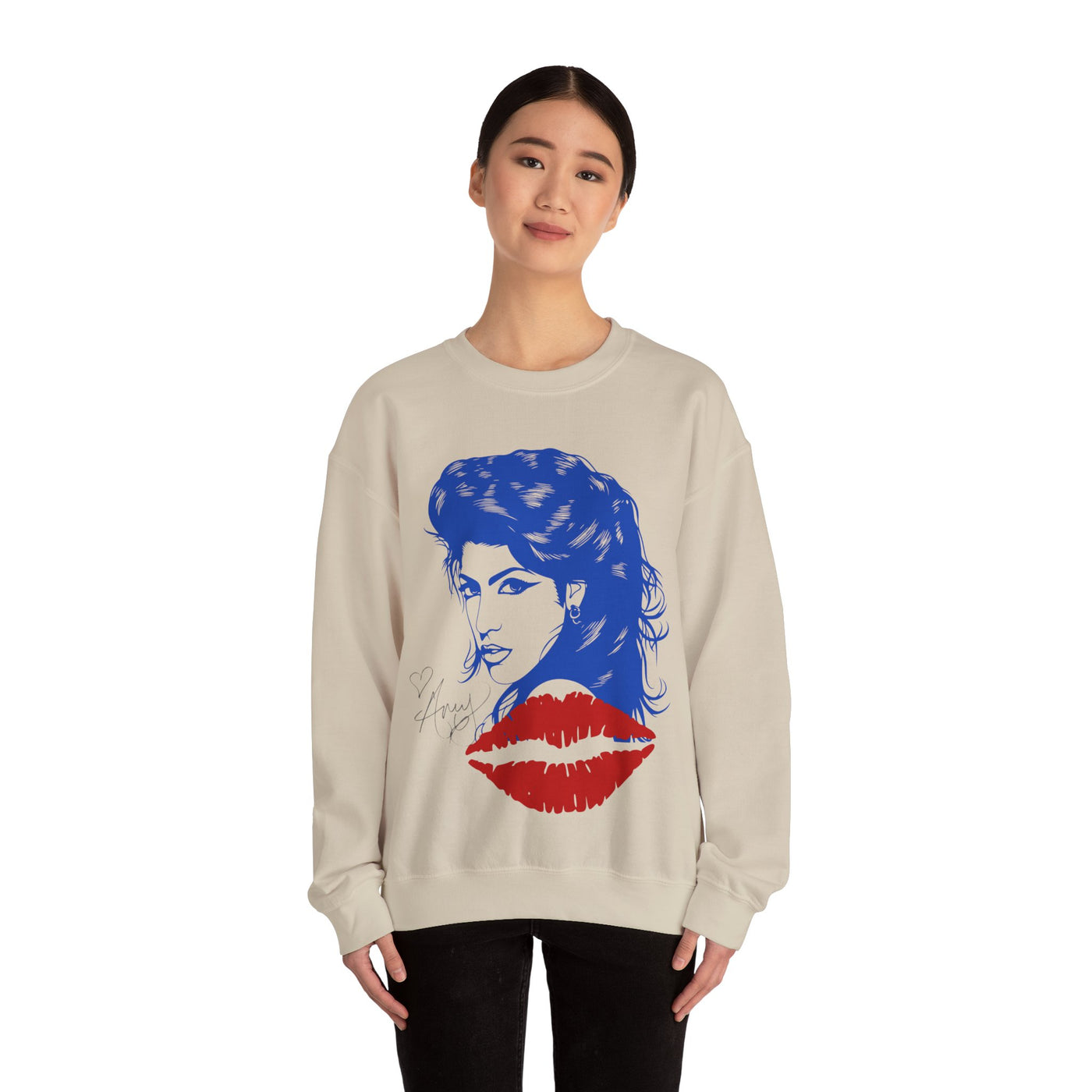 Amy Retro Kiss Graphic Hooded Sweatshirt for Fashion Lovers 