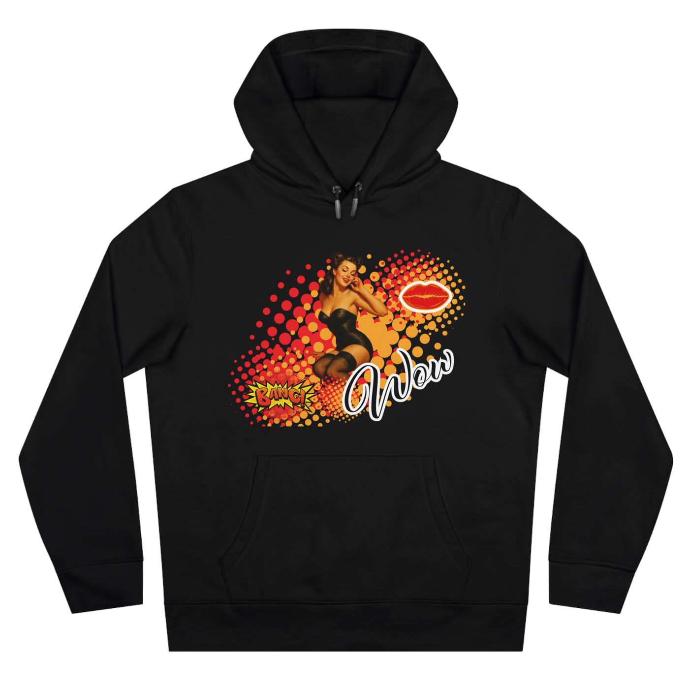 Retro Pin-Up Queen Hooded Sweatshirt - 'Wow' Graphic