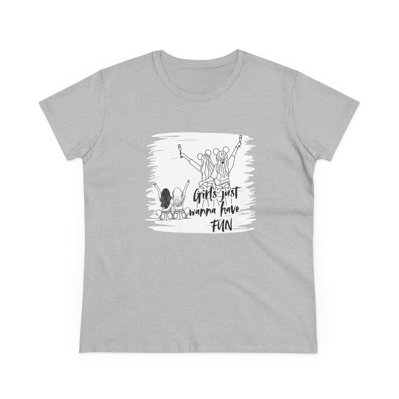 Girls Just Wanna Have Fun Cotton Tee - Women's Midweight Casual Shirt
