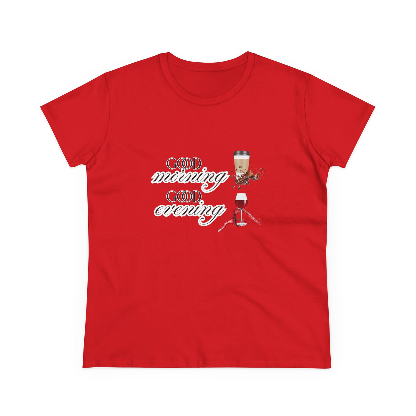 Good Morning - Good Evening  Cotton Tee, Women's Graphic Shirt
