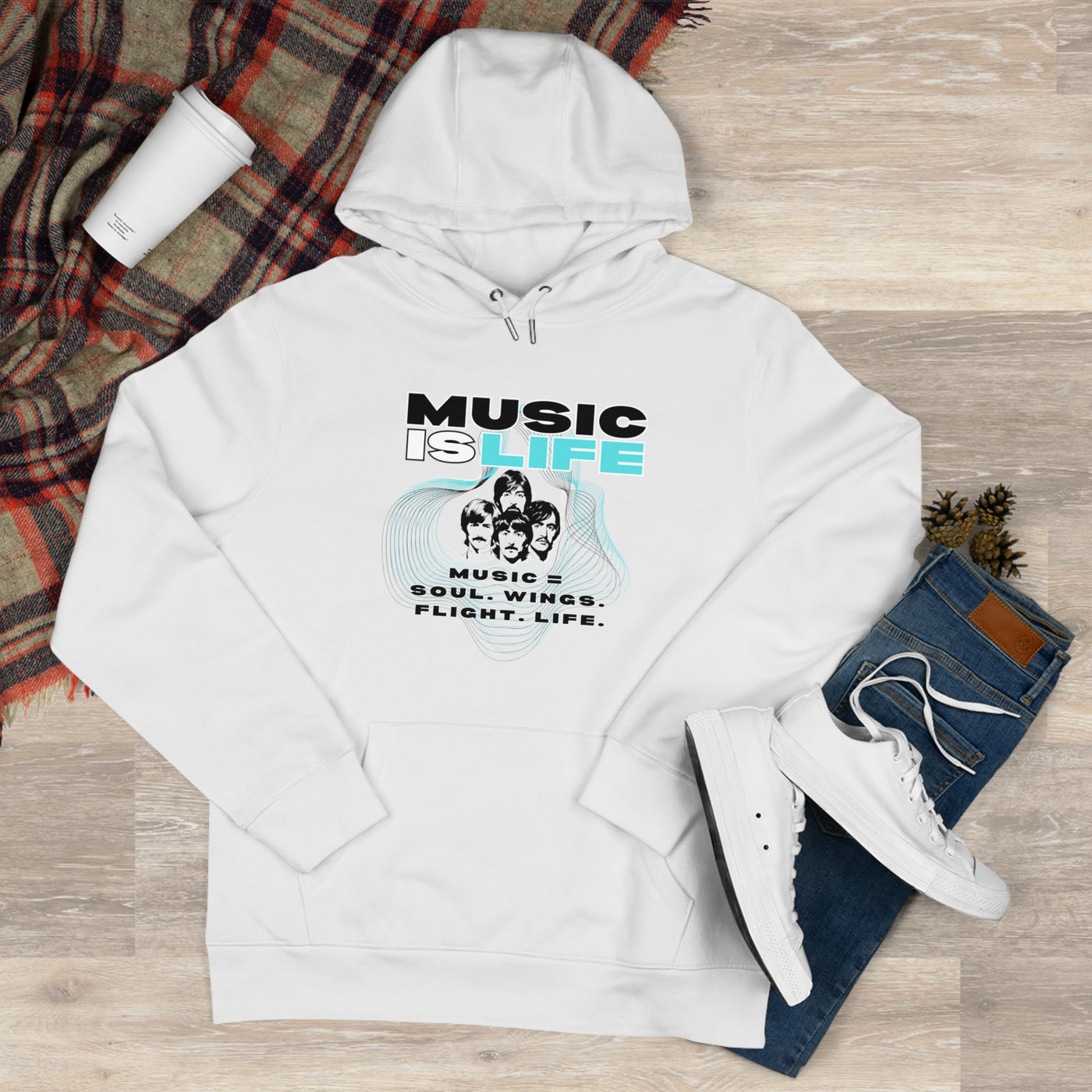 Beatles Music Is Life King Hooded Sweatshirt | Perfect for music lovers