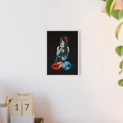 Love Amy Winehouse Poster with Wooden Frame - Vibrant Wall Art for Music Lovers