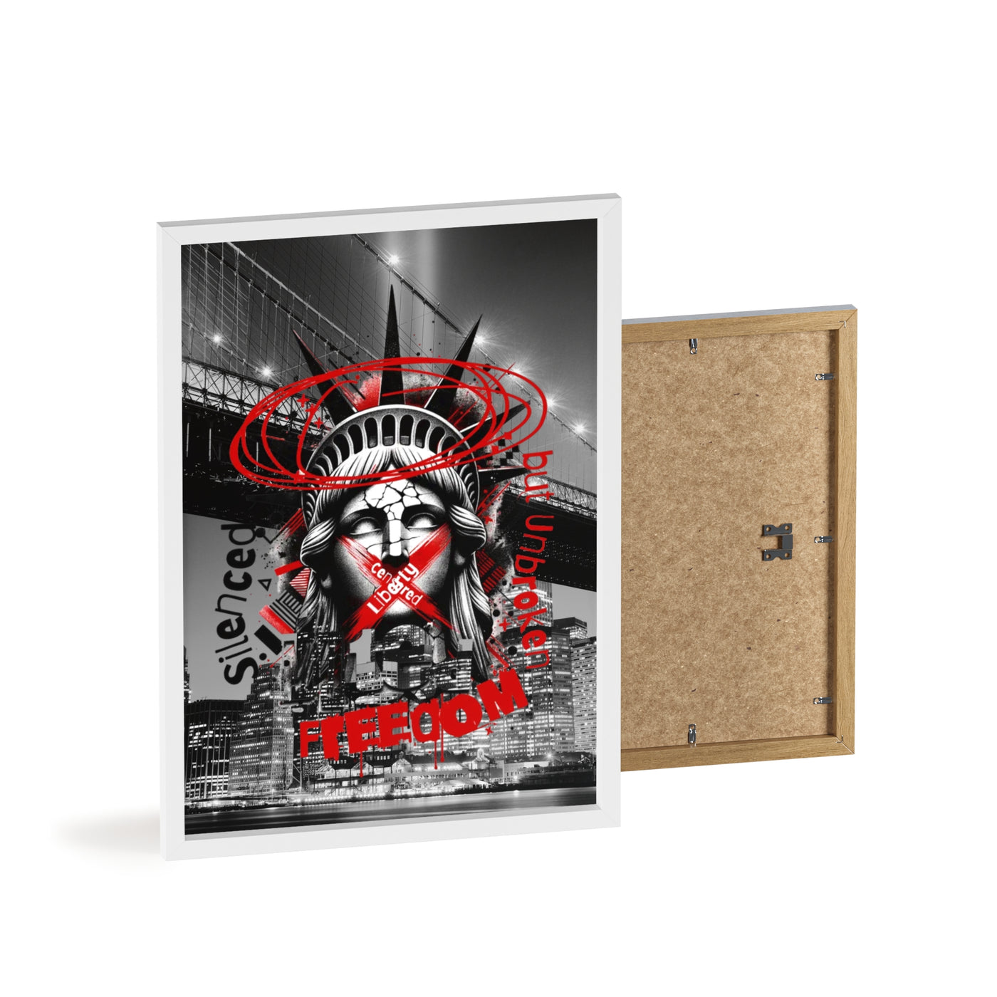 Freedom Poster with Wooden Frame - NYC Decor, Wall Art