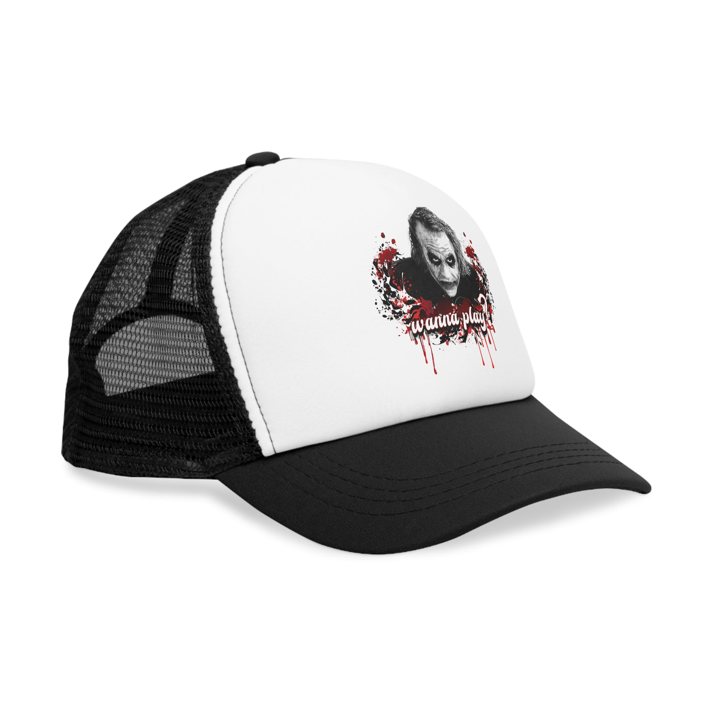 Spooky Mesh Cap with 'Wanna Play?'