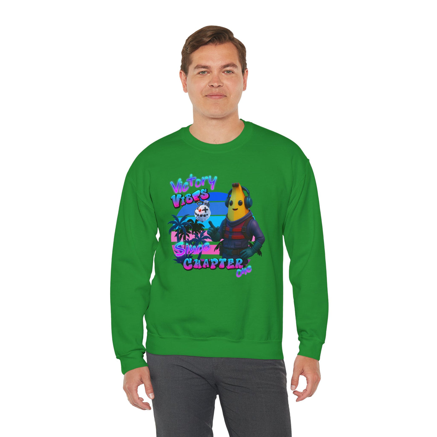 Victory Fortnite Vibes Banana Crewneck Sweatshirt - Unisex Heavy Blend
