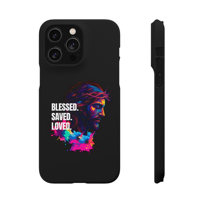 Blessed Saved Loved -  Snap Case Handyhülle - Jesus