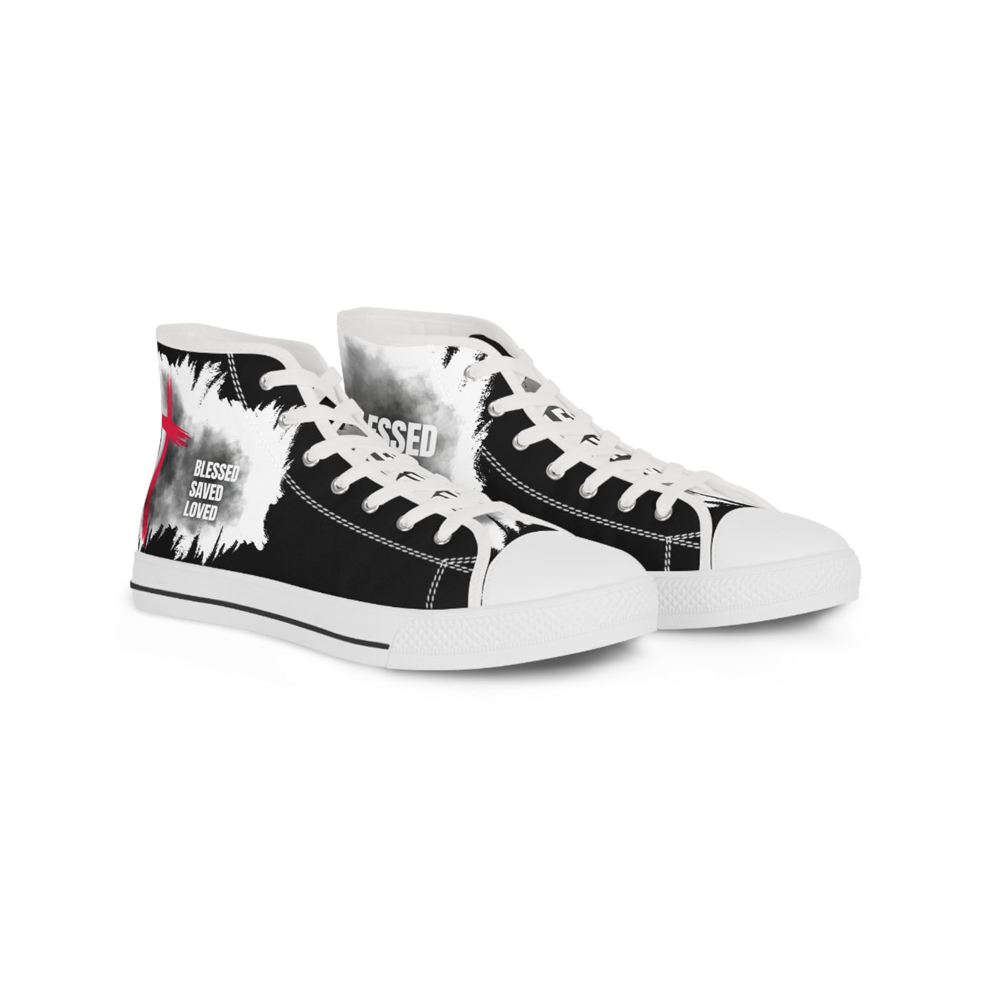 Blessed . Saved - Loved High Top Sneakers, Trendy Sneakers