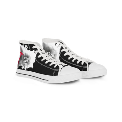 Blessed . Saved - Loved High Top Sneakers, Trendy Sneakers