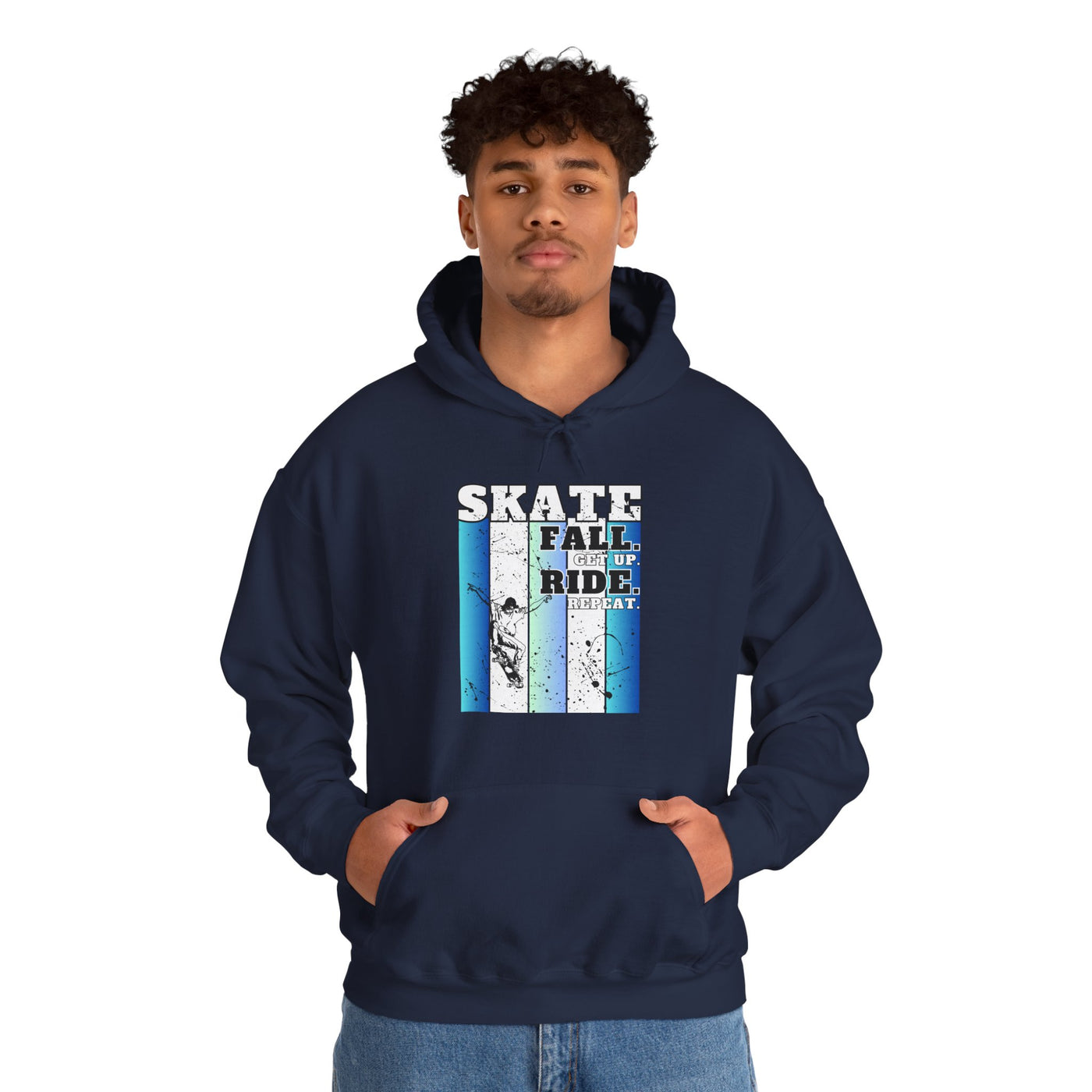 Skateboarding Warmup Hoodie - 'Skate Fall Get Up Ride Repeat' Design